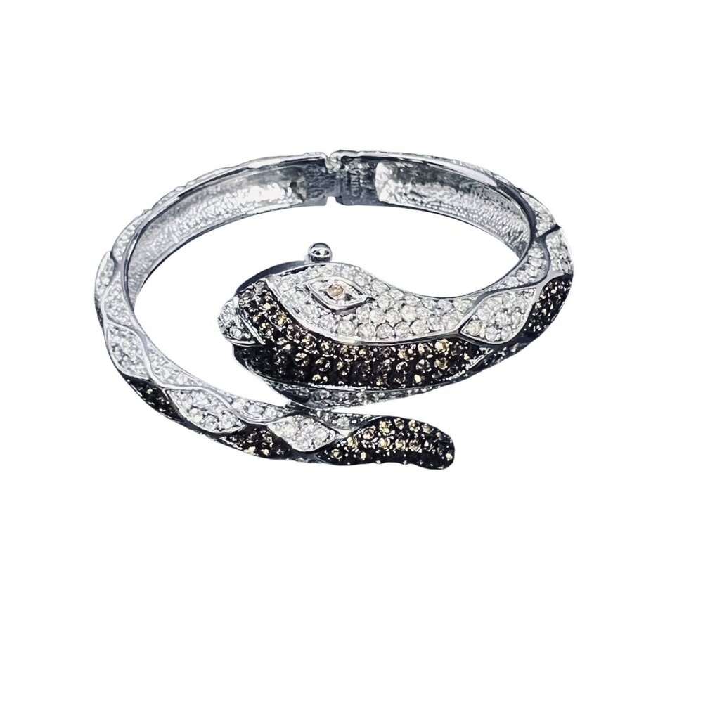 Kenneth Jay Lane Silver Tone And Rhinestone Snake Watch/Bracelet (5930)